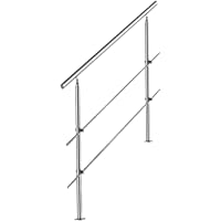 hengda Pasamanos escalera Inoxidable Barandilla 100cm acero 2 varillas Parapeto Barras Transversales